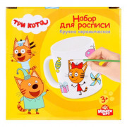 Набор д/тв-ва кружка д/росписи, 6 акр.кр, кисть, Три Кота
